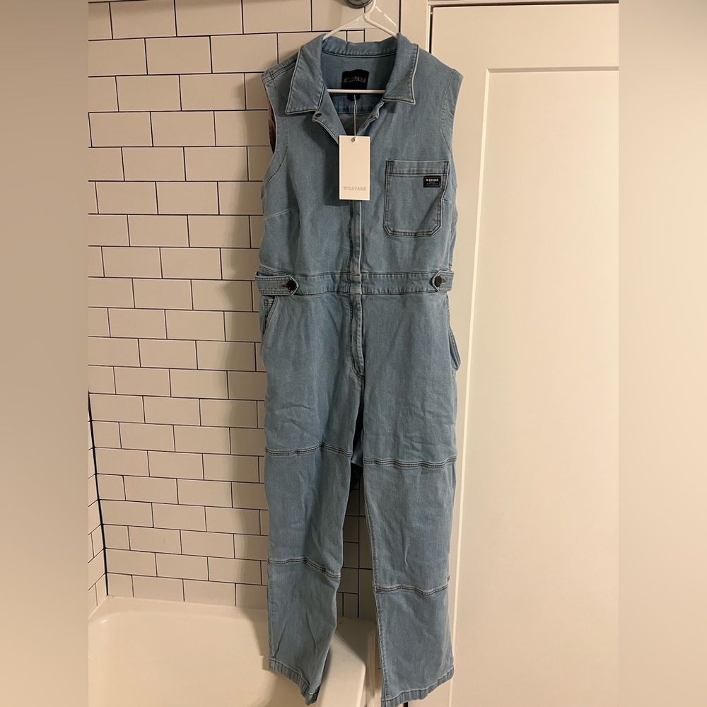 NWT WILDFANG The Essential Denim Sleeveless High Waisted Coverall